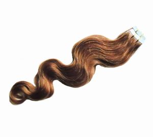 Tejp i mänskliga hårförlängningar 100g 40st Body Wave Seamless Hair Adhesives Nonremy Hud Hud Weft Salon Style 16quot18quot202574467