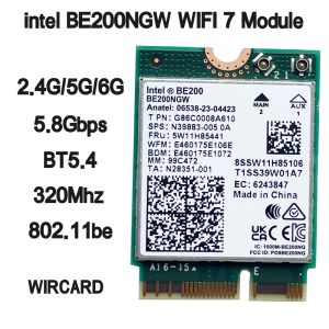 Cartões novos wifi 7 Intel be200 bt5.4 cartão wifi be200ngw 2.4/ 5/6 GHz 5,8 Gbps para Windows 11 PC laptop