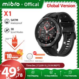 Relógios Mibro relógio x1 versão global 350mAh Bateria 1.3 polegadas AMOLED SPEL SPO2 Medição Bluetooth Sport Smartwatch para iOS Android