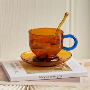 Lazzy House Amber Glass Cup Coffee Mugs Borosilicate стеклянные теплостойкость