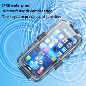 Estojo à prova d'água submersível de 30m/98 pés para iPhone 14 13 15 Pro Max 12 11 XR XS SE 2022 8 Caixa de mergulho de snorkeling subaquática