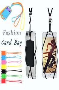 Phone Lanyard Card Holder Silicone Wallet Case Credit ID Card Bag Holder Pocket with Lanyard For iPhone X 8 7 6S Plus Samsung S8 S9536522