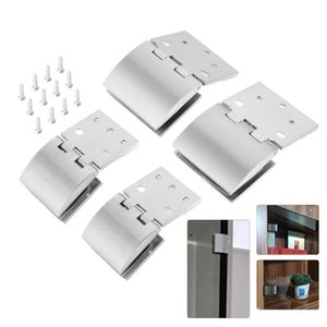 2pcs Glass Door Hinge Curved Surface Clip Unilateral 43/55mm Length Fit 5-10mm Glass Door Shelf Brushed Alloy Clamp Hardware