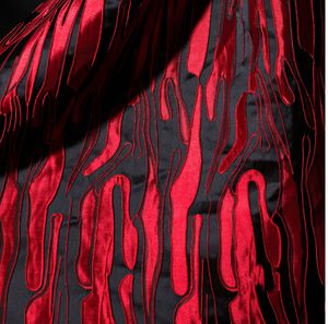 Red and black abstract facial makeup three-dimensional jacquard texture creative clothing fabric