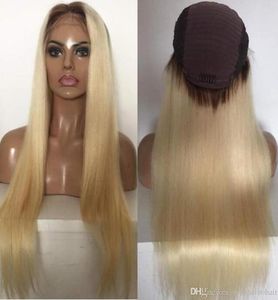 Celebrity Wigs spetsfront peruk 10a ombre blond 613 silkeslen rak vietnamesiska jungfruliga mänskliga hår full spets peruk för vit kvinna 4101872