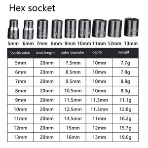 9 datorer Socket Set Drill Bit Adapter Pneumatisk icke-magnetiska skruvmejselbitar 14 st Metric Electric Screwtriver Handle Tools Tools