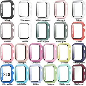 För Apple Watch Case 49mm 45mm 44mm 41mm 38mm 40mm Series 3/4/5/6/7/SE Watch Cover med härdat glas i ruta 818DD