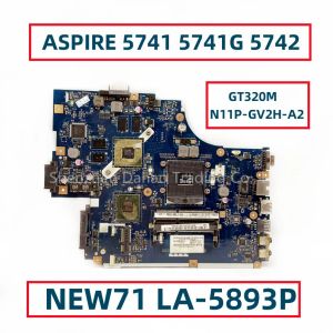 Moderkort för Acer Aspire 5741 5741G 5742 Laptop Motherboard HM55 NEW71 LA5893P med GT320M N11PGV2HA2 MBPTD02001 MB.PTD02.001