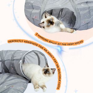 Round Cat Tunnel Toy with Mat for Cat Collapsible Funny Cat Dog Tunnels Toys Passageway Tubes Kitten Puppy Outdoors