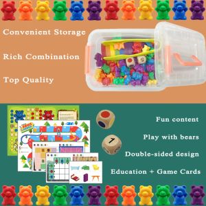 Montessori Toys Box Box Rainbow Stack Cups Counting Bears Color Weews Sensory Toys Bab