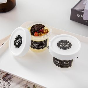 10 adet şeffaf tatlı bardaklar yeniden kullanılabilir köpük kek dondurma fincanları kapak yoğurt jöle puding gıda konteyner ambalaj kutusu