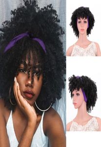 Afro Kinky ricci di parrucca sintetica di parrucca di parrucca Human Hair Perruques de Cheveux Humains Pelucas Wigs JS2301911052