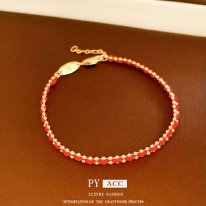 Real Gold Electroplated Red Letter Woven From South Korea, Simple and Fashionable, Versatile Bracelet, Niche New Temperament Bracelet