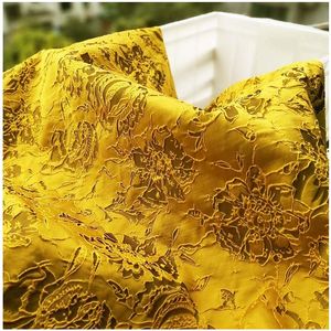 Altın Parlak Jacquard Brocade Kumaş Gelinlik, 3d African DIY elastik dikiş bezi, elbisesi ceket diy malzeme kumaşlar