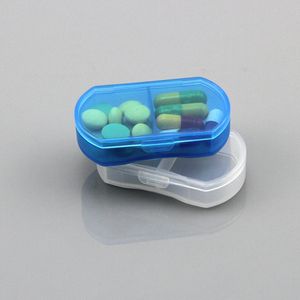 Mini Portable 2 Grids Pill Box Travel Medicine Organizer Container Plastic Medicine Small Storage Box Dammtät piller Dispenser