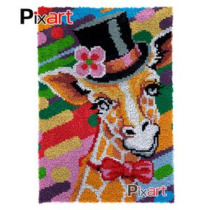 Latch Hook Rug Lady Giraffe Crocheting Wall Tapestry Kits DIY Carpet Rug Chunky Yarn Needlework Knitted Floor Mat Hobby & Crafts