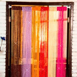 1*2 meters String Curtain Shiny Tassel Flash Silver Line String Curtain Window Panel Room Divider Fly Screen