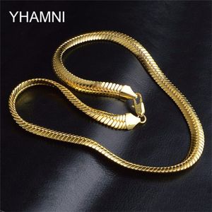 Yhamni Gold Color Colar Jewelry Jóias totalmente Novas moda de 9 mm de largura Chain Chain Jóias de ouro NX192271L