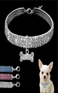 Bling Rhinestone Dog Collar Crystal Puppy Pet Cat Dog Collarsh For Small Medium Dogs Mascotas Acessórios S M L9172529