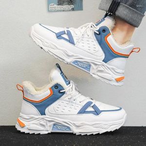 Casual Shoes Mixed Colors Men 2024 Winter Plush Warm Men's Vulcanized Lightweight And Comfortable Platform Sneakers