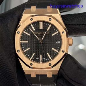 AP -Bewegung Handgelenk Watch Royal Oak Serie 15510OR.OO.D002CR.02 ROSE Gold Black Face Herren Mode Freizeitwache