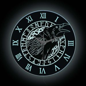 Черная ворона круглая стена часы домашний декор для гостиной Рейвен птицы тихи