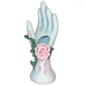 Vases Flower Vase Hand Holding Decor Modern Art Resin Shape Floral Ornament Centerpieces Tables For Dried Flowers