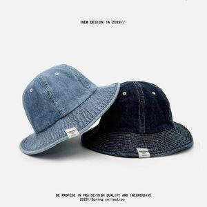 Höst- och vinter harajuku denim hink hattar män amerikansk avslappnad högkvalitativ mångsidig kupol vintage bassäng kepsar unisex240410