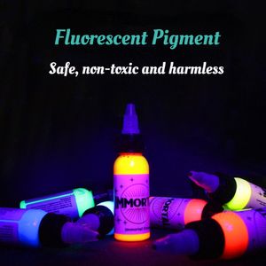 7 Colors Fluorescent Tattoo Pigment Purple Light Professional Semi-Permanent Microblading Easy Coloring Body Makeup Inks 15ML