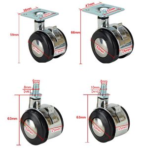 2 '' Zinklegungsmöbel Drehmenge Rizinus Gummi Gummi Schwerpunkt Caster Räder mit Bremse für Bürokretttrolley Kabinett Hardware