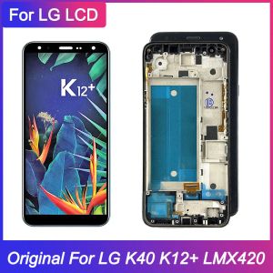 LG K40 X420 LCD 용 LCD X420 LG K12 플러스 교체 화면을위한 프레임이있는 원래 디스플레이 터치 스크린 디지타이저