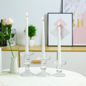 Transparent Glass Candle Holders, Centerpieces for Tables Candlesticks for Wedding Parties, Candles Stand for Home Office Decor