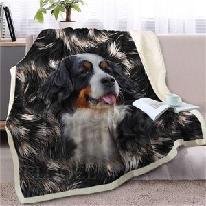 Animais HX Cobertores 3D Graphic Bernese Mountain Dog Double Layar Blanket Pets Impresso Planejada de gabinete de carro cobertor de carro