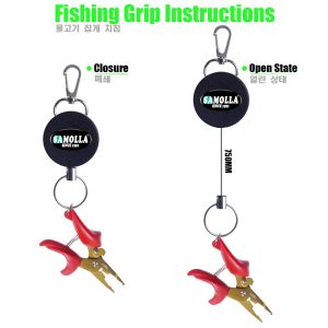 Mini Fishing Pliers Accessories Retractable Badge Holder Fly Fishing Retractor Tools Extractor Keeper Tackle Split Ring Cut Line