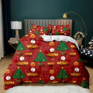 Christmas Duvet Cover Merry Christmas Stocking Comforter Xmas Gifts Bedding Set Kids Happy New Year Candy Polyester Qulit Cover