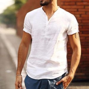 Men's T Shirts Short-sleeved Shirt Men Button-breathable Stand-up Collar Top