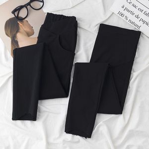 Kobiety w ciąży spodnie brzucha czarne kostki empirowane spodni letnie legginsy rozciągnięte jeansy wysokie talia/