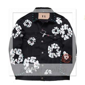 Denim Teers Jeans Designer Jacket High Street Flower Denim Wreath Black Washed Straight Jeans Denim Teers Jacket Denim Teaes Jacket 783