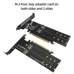 Kort PCIe till M2 Adapter Card PCIe3.0 X16 4 Port SSD Riser Card M2 NVME M KEY SSD Lägg till på kort M.2 NVME Expansion Card med kylfläns