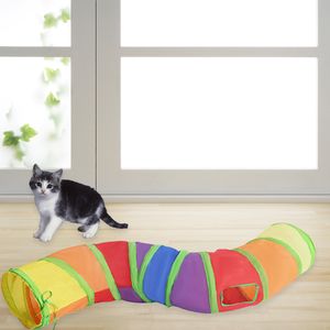 Rainbow Cat Tunnel Pet Tube Collapsible Play Toy Indoor Outdoor Toys For Puzzle Exercising Hiding Training Running With Ball