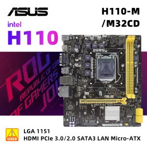 Madri LGA 1151 ASUS H110M/M32CD Kit di scheda madre DDR3 Intel H110 Supporto chipset Core I3 I5 I7 I7 PROCESSORO 16GB RAM MATX