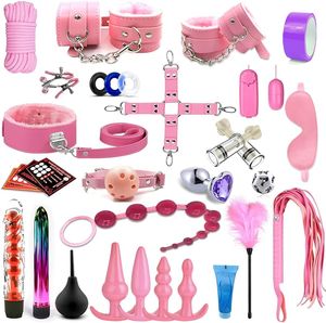 カップル向けのセックスボンデージおもちゃキット32PCS BDSM TOYS KIT RESTRANT SETS with HandCuffs and Anal Toys Kit、Fetish Couples Sex Toys、Kinky Things for Women Pleasure