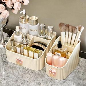 Storage Boxes Creamy Makeup Organzier For Lipsticks Brushes Cosmetic Box Large Capacity Desktop Multifunctional Pen Holder