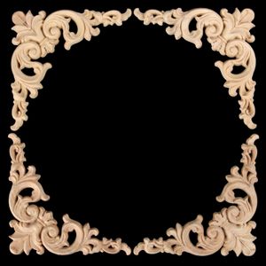 1Pc Woodcarving Flower Decal Corner Carved European Style Hollowed Frame Door Decor Wall Door Furniture Wooden Jewelry Box 3type