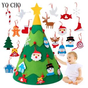 3D Felt Christmas Tree DIY Indoor and Outdoor Christmas New Year Decorative Santa Claus Snowman Socks Artificial Tree Xmas Gift