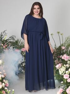 Plus Size Long Dresses Elegant Luxury Loose Half Sleeved Round Neck Maxi Evening Party Club Women Clothing 240410