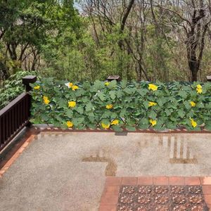 Decorative Flowers Artificial Ivy Hedge Fence Privacy Screens Green Expandable Covering Screen With Solar LED Lights Decor