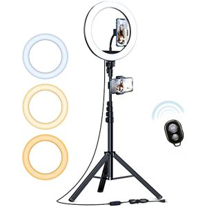 Lights 10" Ring Light 63" Tripod Stand,LED Selfie Ring Light & Bluetooth Remote,Extendable Cell Phone Holder for YouTube TikTok Video