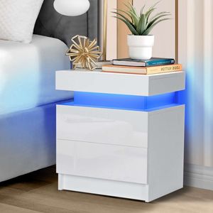 Mesa noturna moderna do RGB LED com 2 gavetas Organizador Armário de armazenamento de cabeceira de cabeceira de cabeceira casa mobiliário de mobiliário para a noite
