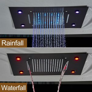 500*360mm Multi-color Bathroom Shower LED Sky Curtain Type Waterfall or Rainfall Outlet Hot Cold Luxury Top Spray